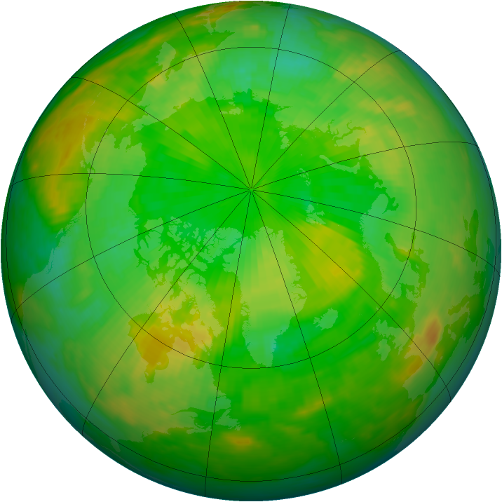 Arctic ozone map for 20 June 1992